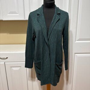 J Jill Sweater Womens M Green Knit Cardigan One Front Button Cotton Blend